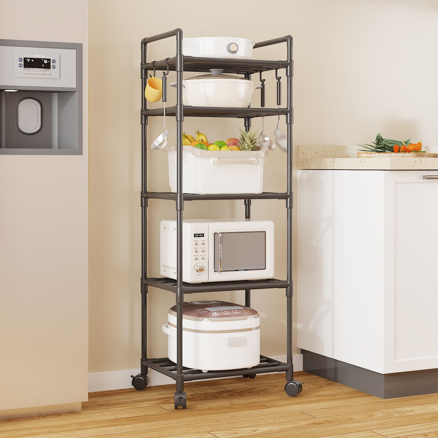 New Multifunctional Kitchen Floor Standing Multi-Tier Storage Rack for Home Microwave Oven Rack Bathroom Storage Rack Kitchen Utensil Rack