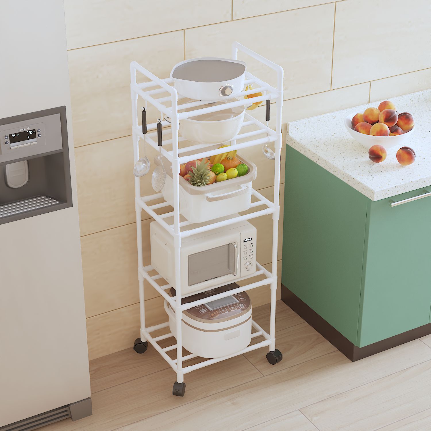 New Multifunctional Kitchen Floor Standing Multi-Tier Storage Rack for Home Microwave Oven Rack Bathroom Storage Rack Kitchen Utensil Rack