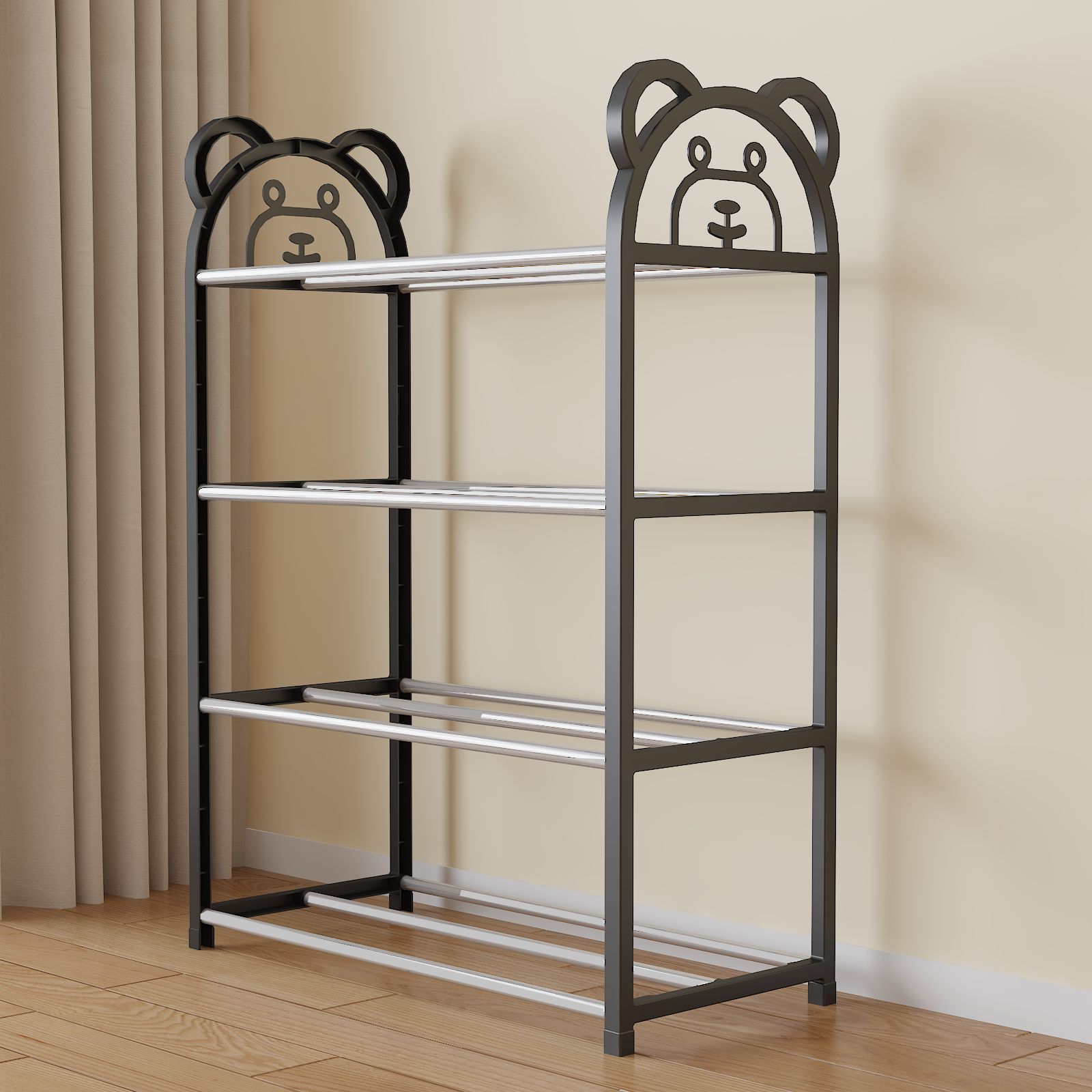 Cartoon Bear Shoe Rack for Kids Multi-tier Shoe Shelf with Easy Assembly Dorm Storage Organizer