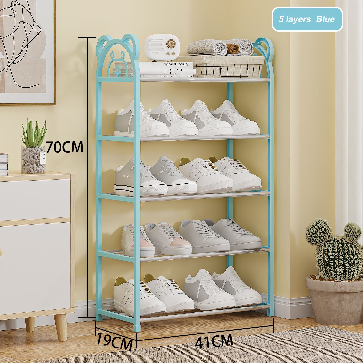 Cartoon Bear Shoe Rack for Kids Multi-tier Shoe Shelf with Easy Assembly Dorm Storage Organizer