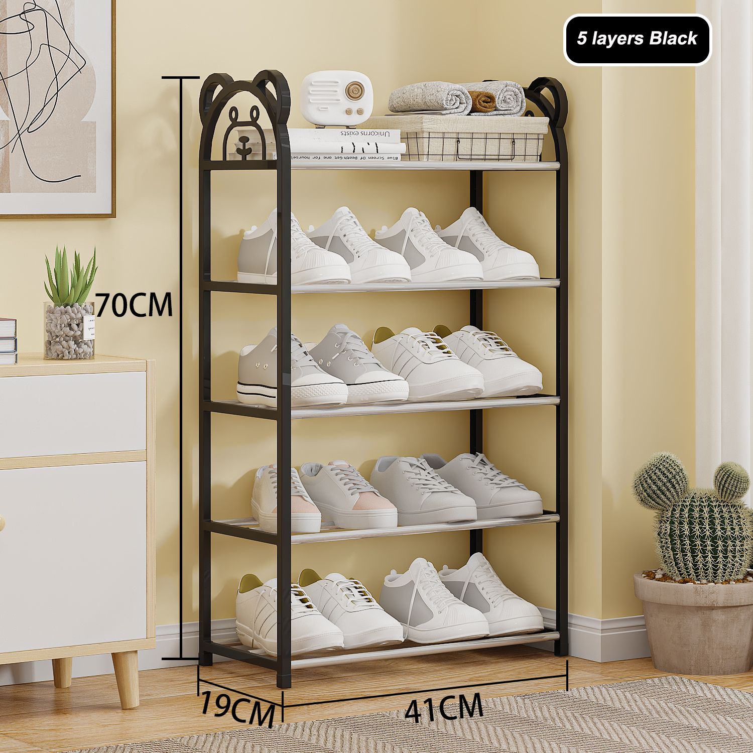 Cartoon Bear Shoe Rack for Kids Multi-tier Shoe Shelf with Easy Assembly Dorm Storage Organizer