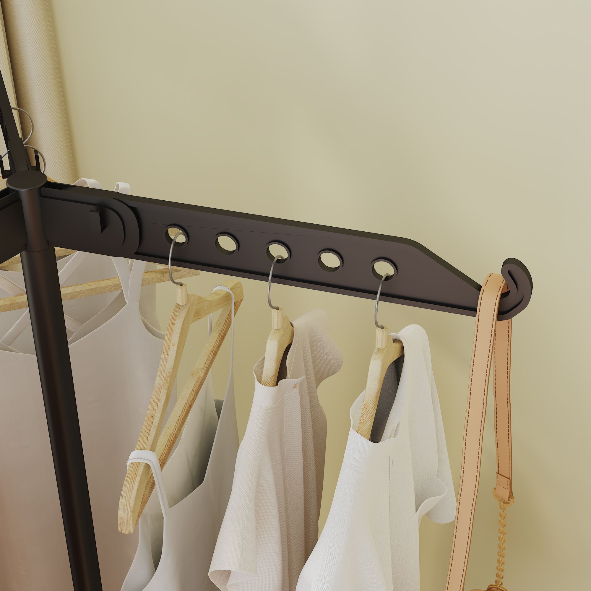 Rotating Clothes Rack - Floor Standing Foldable Multi-Functional Garment Hanger for Clothes Bags and Laundry