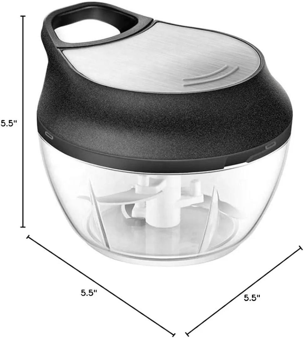 Manual Food Chopper - Onion Chopper Vegetable Cutter - Mini Chopper Nut Meats - Vegetable Dicer - Hand Chopper - Chopper One Piece - Black - 3 Cup