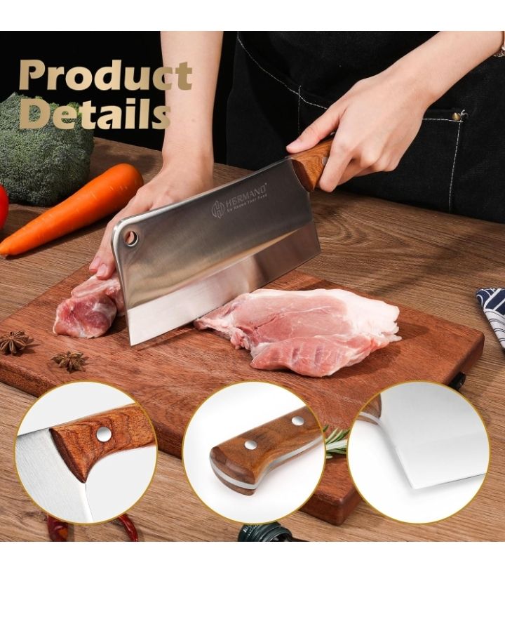 Butcher Knife, Meat Cleaver, 8 Inches Chopping Knife, Super Strong Makes Heavy Duty Easy