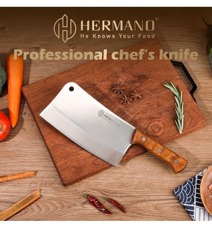 Butcher Knife, Meat Cleaver, 8 Inches Chopping Knife, Super Strong Makes Heavy Duty Easy
