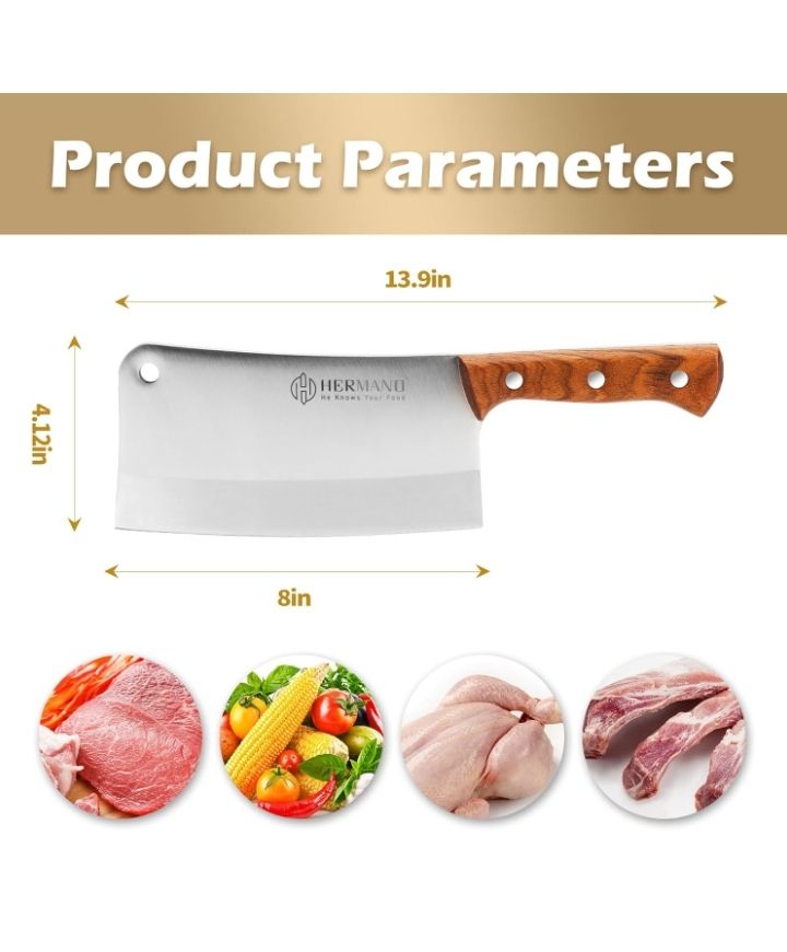 Butcher Knife, Meat Cleaver, 8 Inches Chopping Knife, Super Strong Makes Heavy Duty Easy