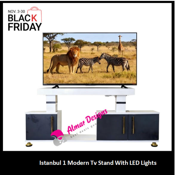 【PROMOTION!】 Istanbul 1 Modern TV STAND With LED Lights Tv Stands Furniture High Quality Durable Classic Tv Unit