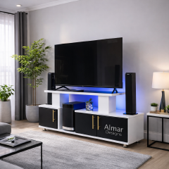 【PROMOTION!】 Istanbul 2 Modern TV STAND With LED Lights Tv Stands Furniture High Quality Durable Classic Tv Unit