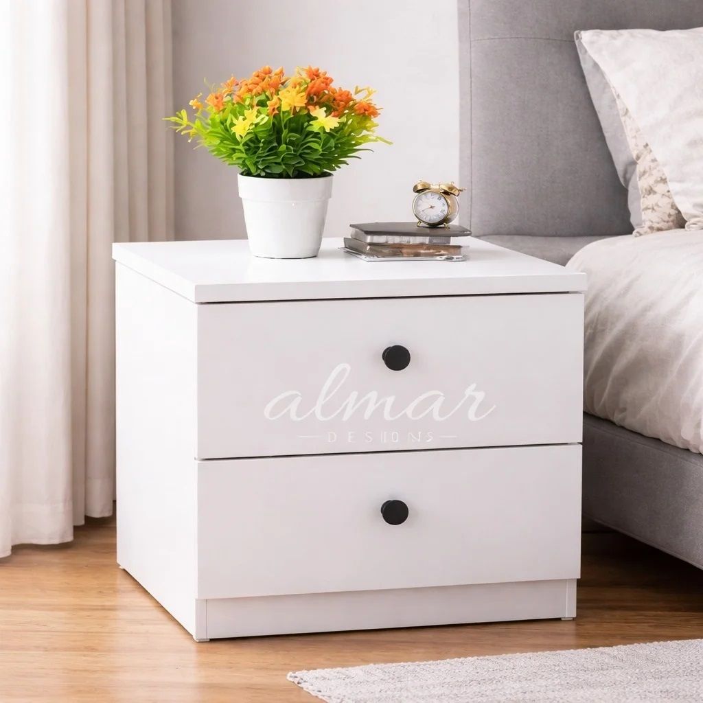 Julz Bedside Drawer – White Modern Nightstand by Almar Designs
