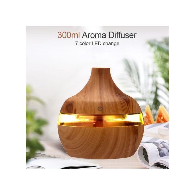 Wood 300ml Air Lamp Electric Diffuser Cool Mist Home Ultrasonic Aroma Air Humidifier