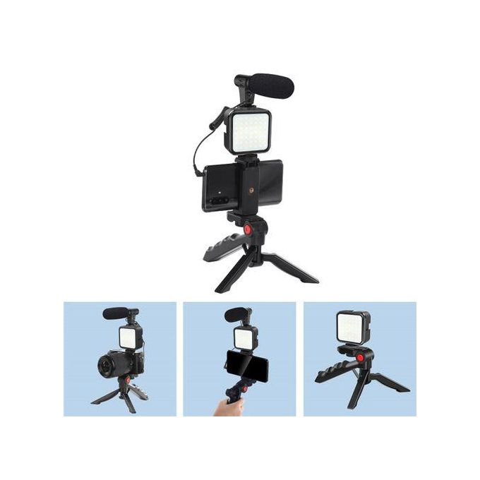 Universal video making vlogging kit for youtubers and tiktokers, with mic ,phone holder and video light + Free Wireless Remote