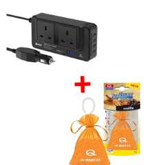 200W Power Inverter DC 12V to 220V AC Car Power Inverter 4 USB Ports Charger Adapter Car Plug Converter plus free air freshner