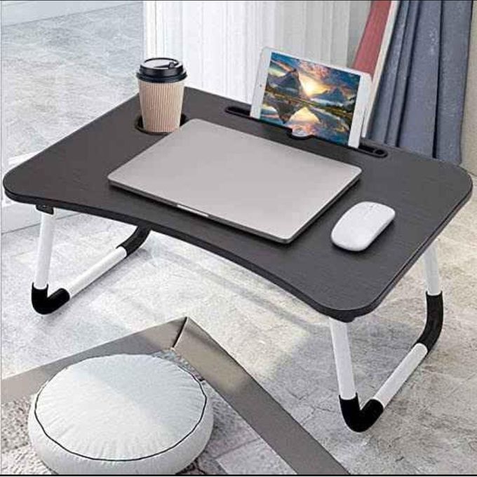 Multi-purpose foldable portable laptop /study desk table with tablet slot and drink slot