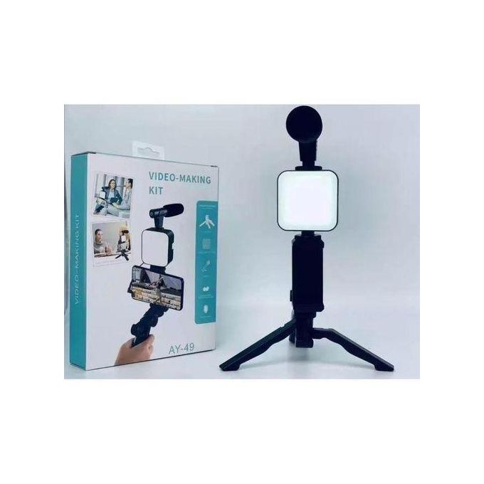 Universal video making vlogging kit for youtubers and tiktokers, with mic ,phone holder and video light