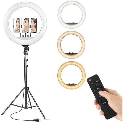 14 Inch RGB Ring Light with 82" Tripod 2500K-8500K Dimmable LED RingLight 3 Color Modes 10 Brightness Level for YouTube Live TikTok Video Recording 14INCH