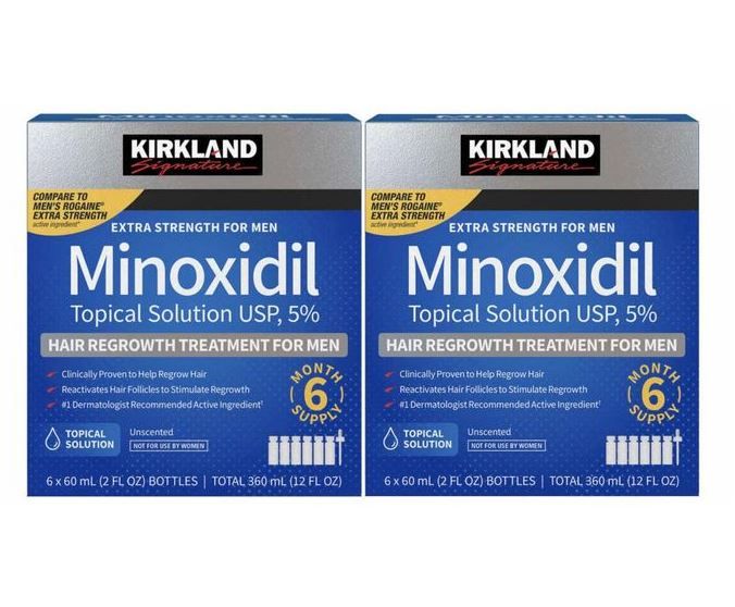 Kirkland Minoxidil 5% Extra Strength Hair Regrowth 1 Month with free dropper