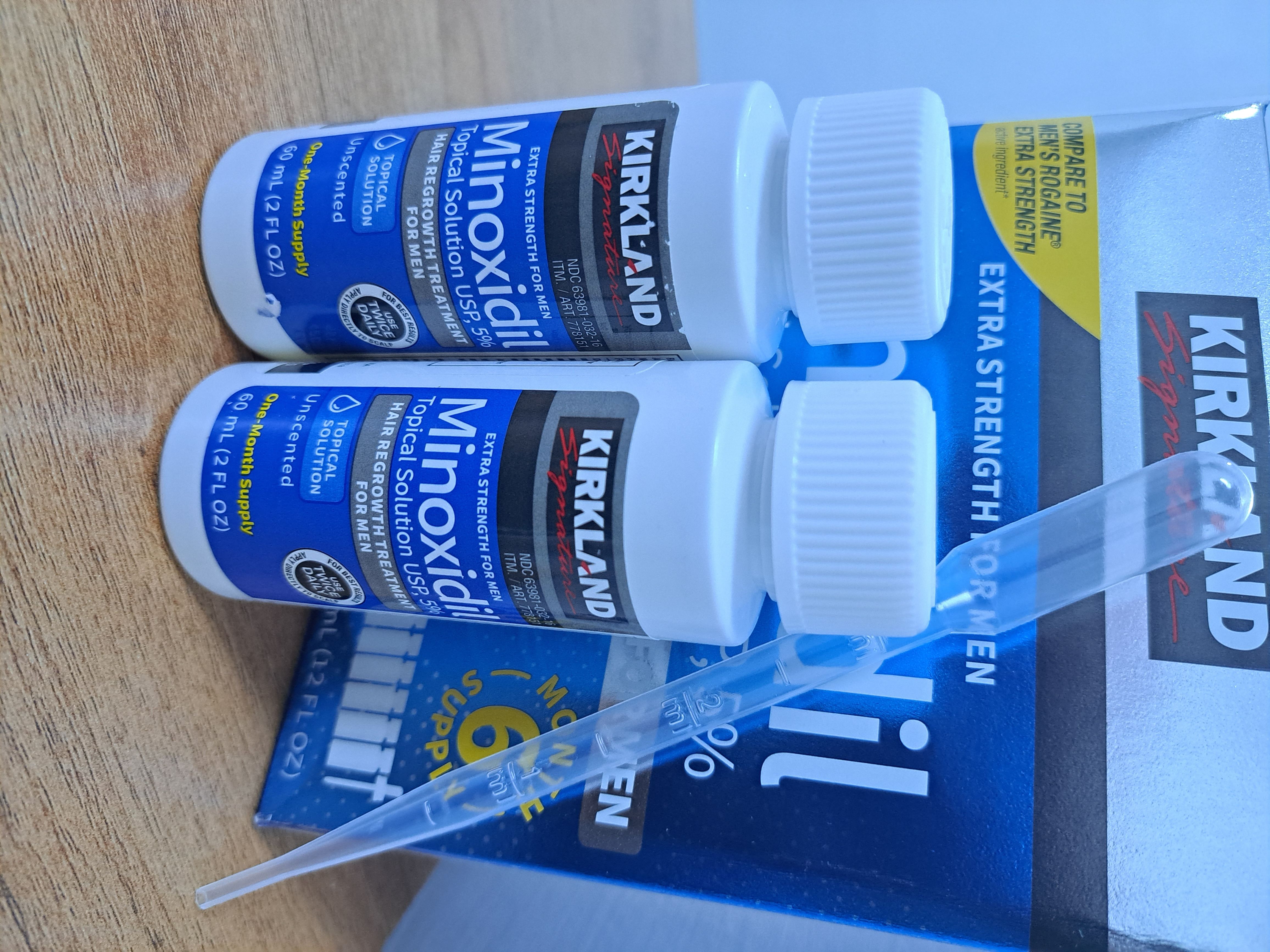 Kirkland Minoxidil 5% Extra Strength Hair Regrowth plus free dropper and 0.5 mm Derma Roller Hair Growth Beard Growth  Derma Roller Minoxidil 5%