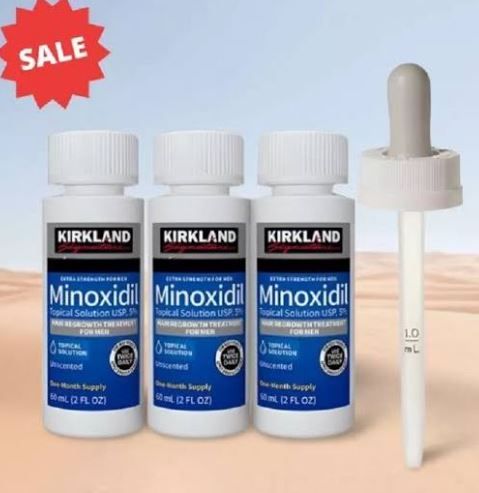 Kirkland Minoxidil 5% Extra Strength Hair Regrowth plus free dropper and 0.5 mm Derma Roller Hair Growth Beard Growth  Derma Roller Minoxidil 5%