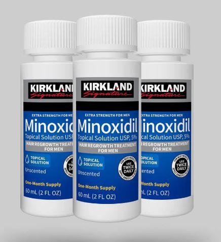Kirkland Minoxidil 5% Extra Strength Hair Regrowth plus free dropper and 0.5 mm Derma Roller Hair Growth Beard Growth  Derma Roller Minoxidil 5%