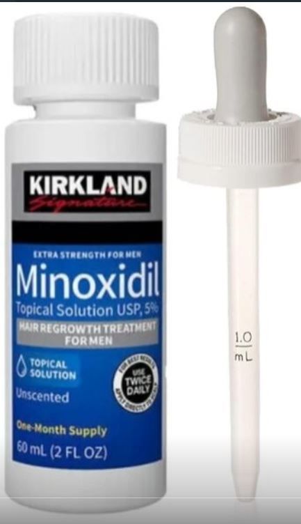 Kirkland Minoxidil 5% Extra Strength Hair Regrowth plus free dropper and 0.5 mm Derma Roller Hair Growth Beard Growth  Derma Roller Minoxidil 5%