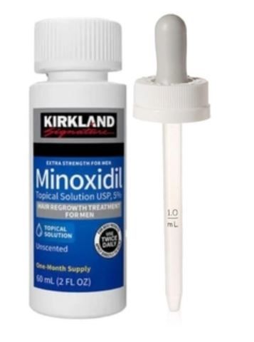 Kirkland Minoxidil 5% Extra Strength Hair Regrowth plus free dropper and 0.5 mm Derma Roller Hair Growth Beard Growth  Derma Roller Minoxidil 5%