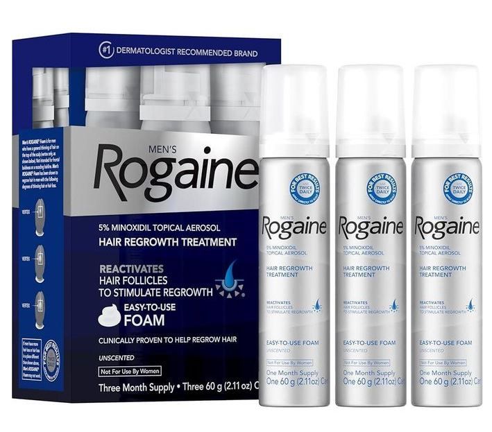 Men's Rogaine 5% Minoxidil Foam for Hair Regrowth, Topical Hair Loss Treatment to Regrow Fuller, Thicker Hair, Unscented
Original Men's Rogaine 5% Minoxidil Hair Regrowth Treatment Foam 1 month supply