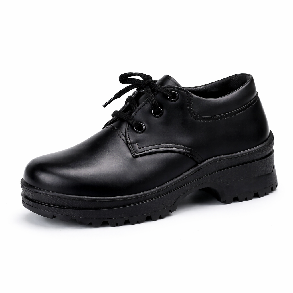 BACK TO SCHOOL OFFER! UNISEX GENUINE LEATHER SCHOOL SHOES FOR BOYS & GIRLS, LIGHTWEIGHT, DURABLE, COMFORTABLE ALL-DAY, SOLID BLACK, PERFECT FOR SCHOOL & CASUAL SPRING & AUTUMN WEAR