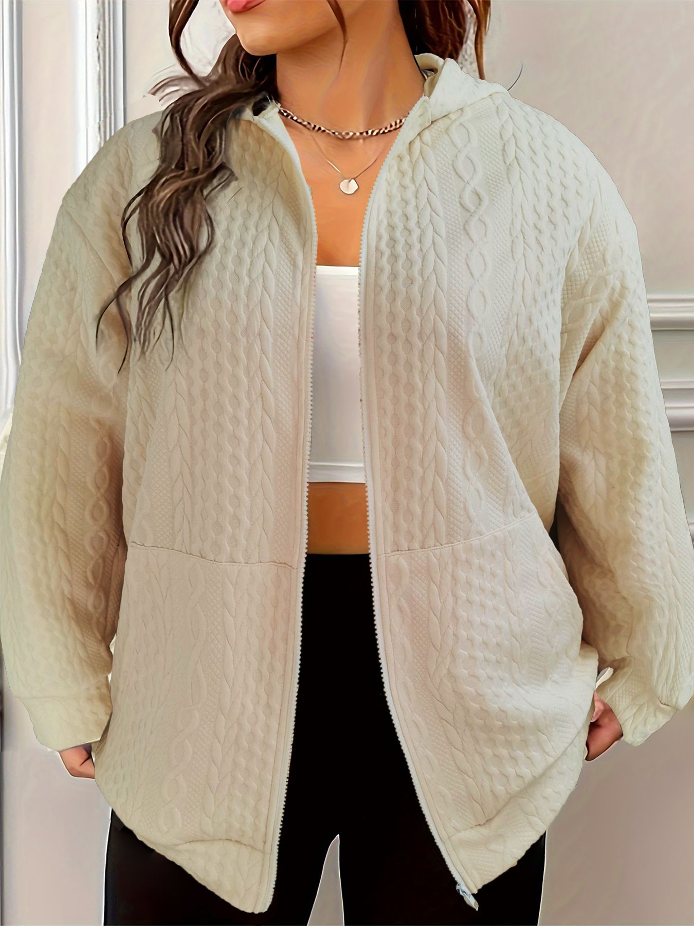 Plus size women's jacquard fashionable jacket T011