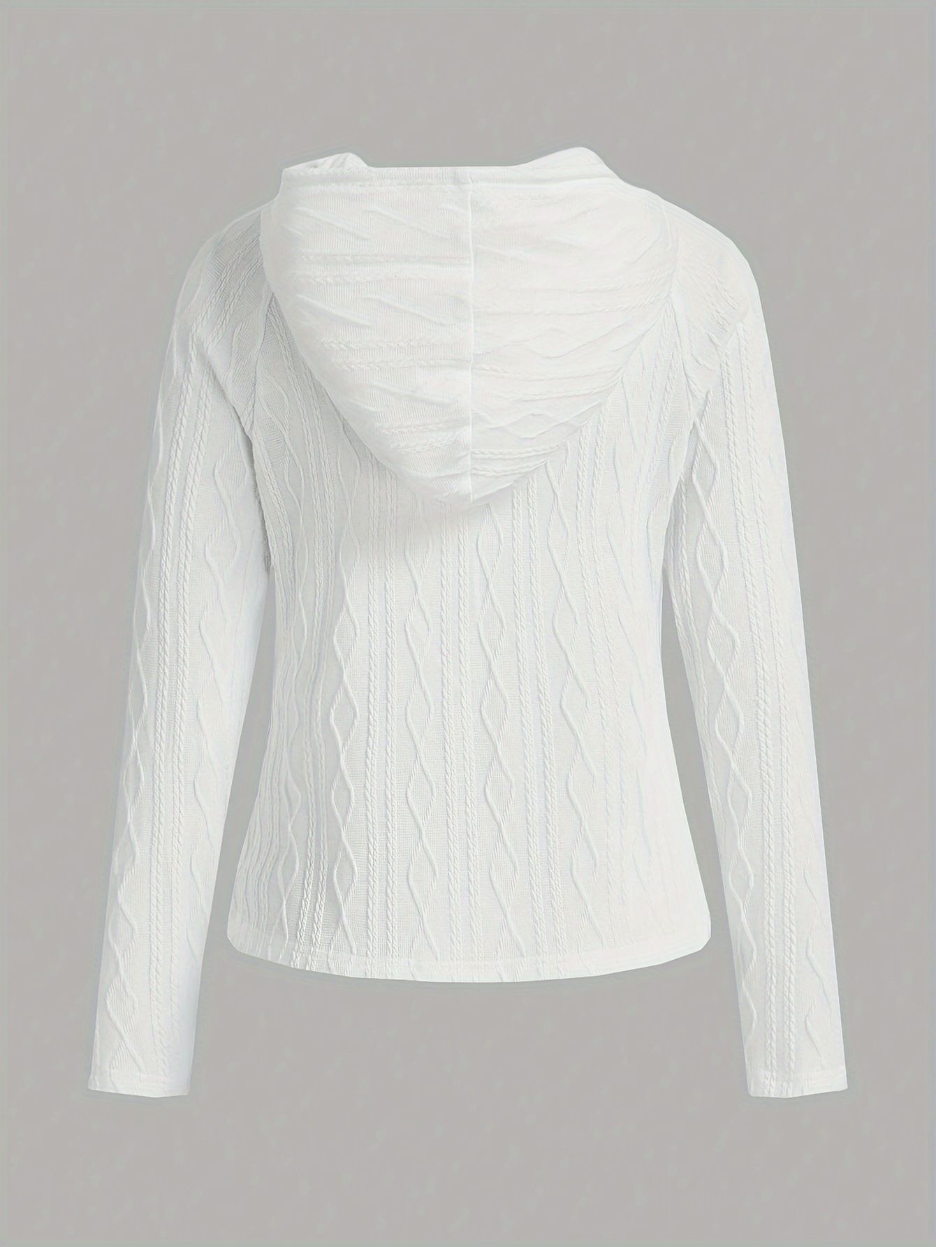 Women's Plus Size Casual Hooded Jacket - Solid Color, Zip-Up, Long Sleeve with Drawstring & Pockets T028