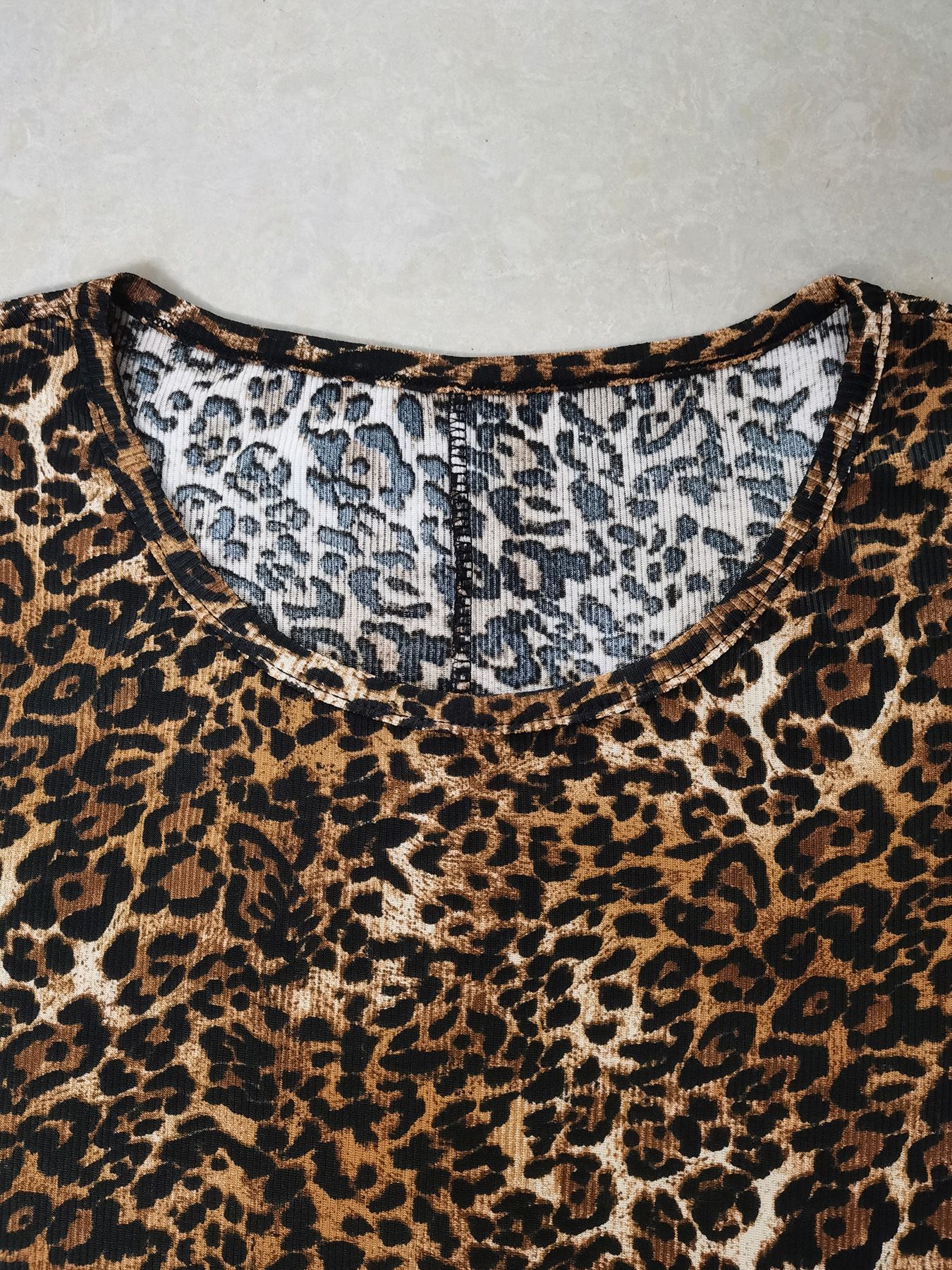 Plus size women's leopard print dress T065