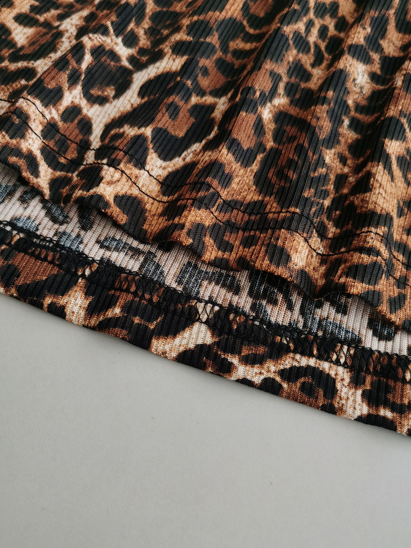 Plus size women's leopard print dress T065
