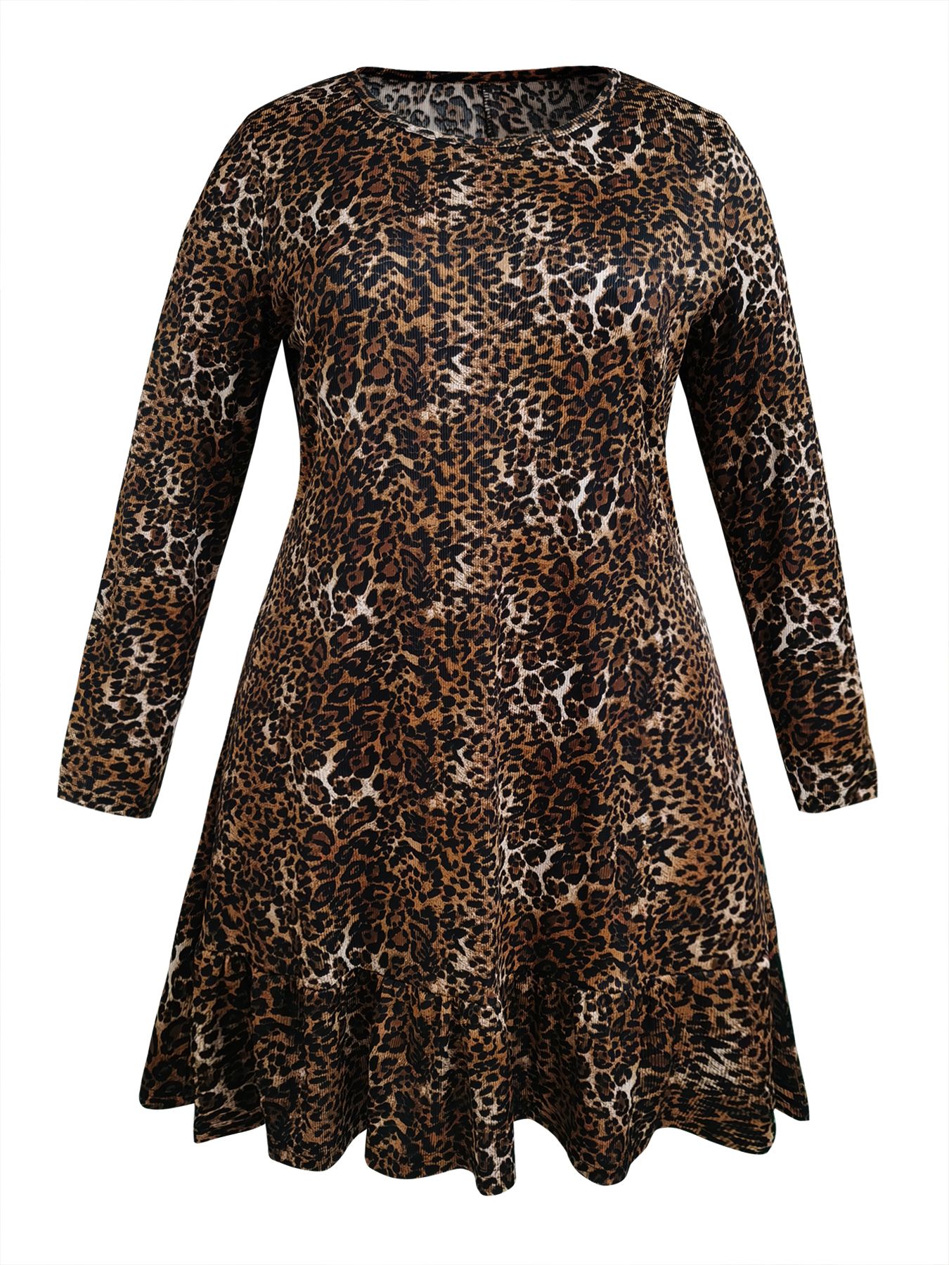 Plus size women's leopard print dress T065