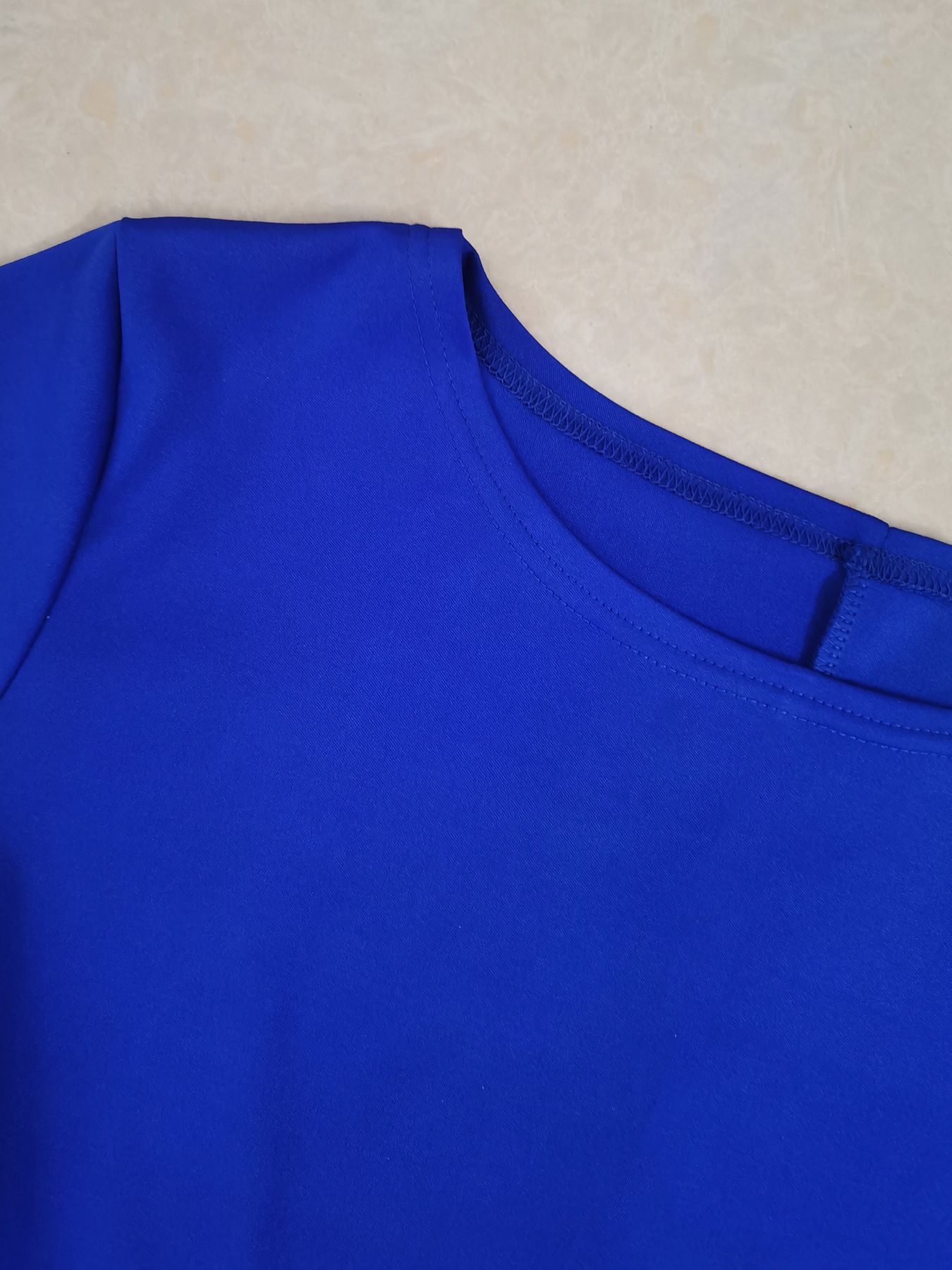 Plus Size Bodycon Dress - Royal Blue Boat Neck Sleeve, Stretchy Machine-Washable Fabric, Flattering Fit for All-Season Casual & Formal Wear T038