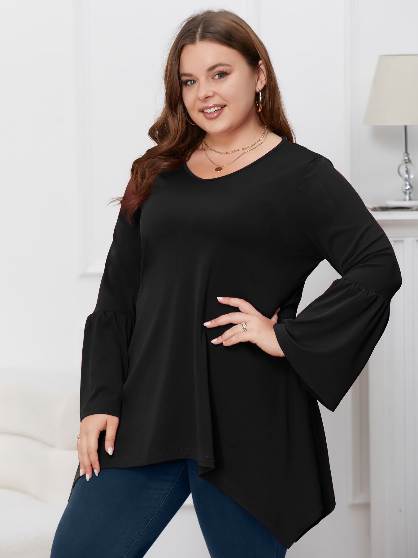 Plus Size Women's A-Line Irregular Top T026