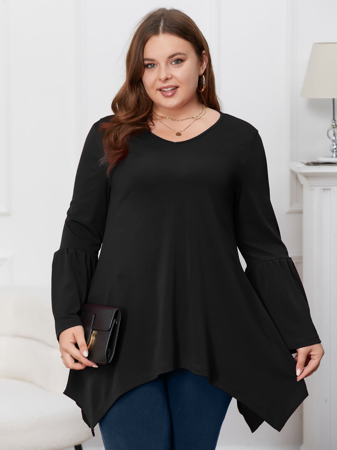 Plus Size Women's A-Line Irregular Top T026