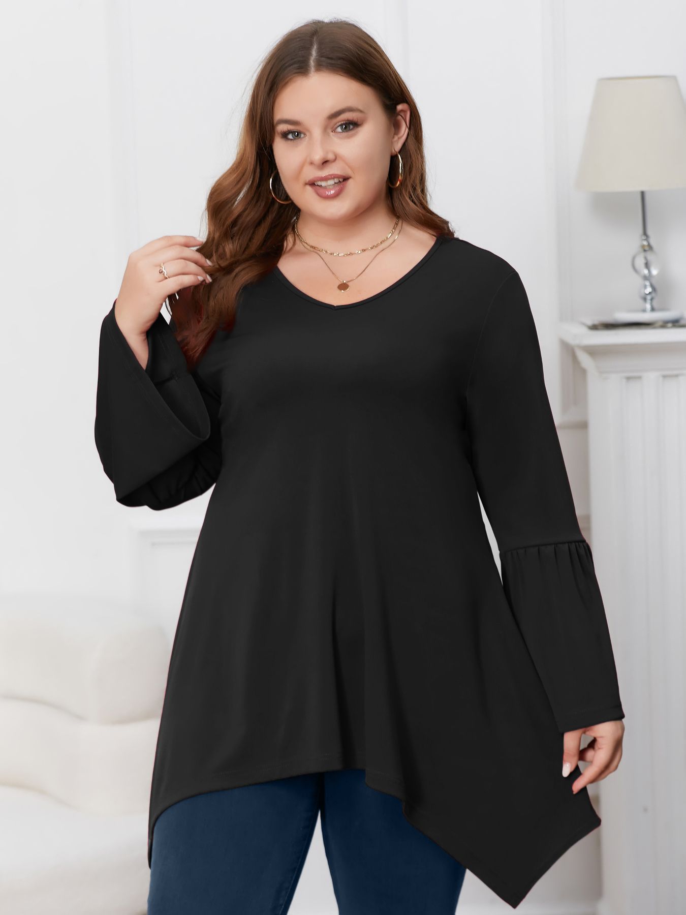 Plus Size Women's A-Line Irregular Top T026