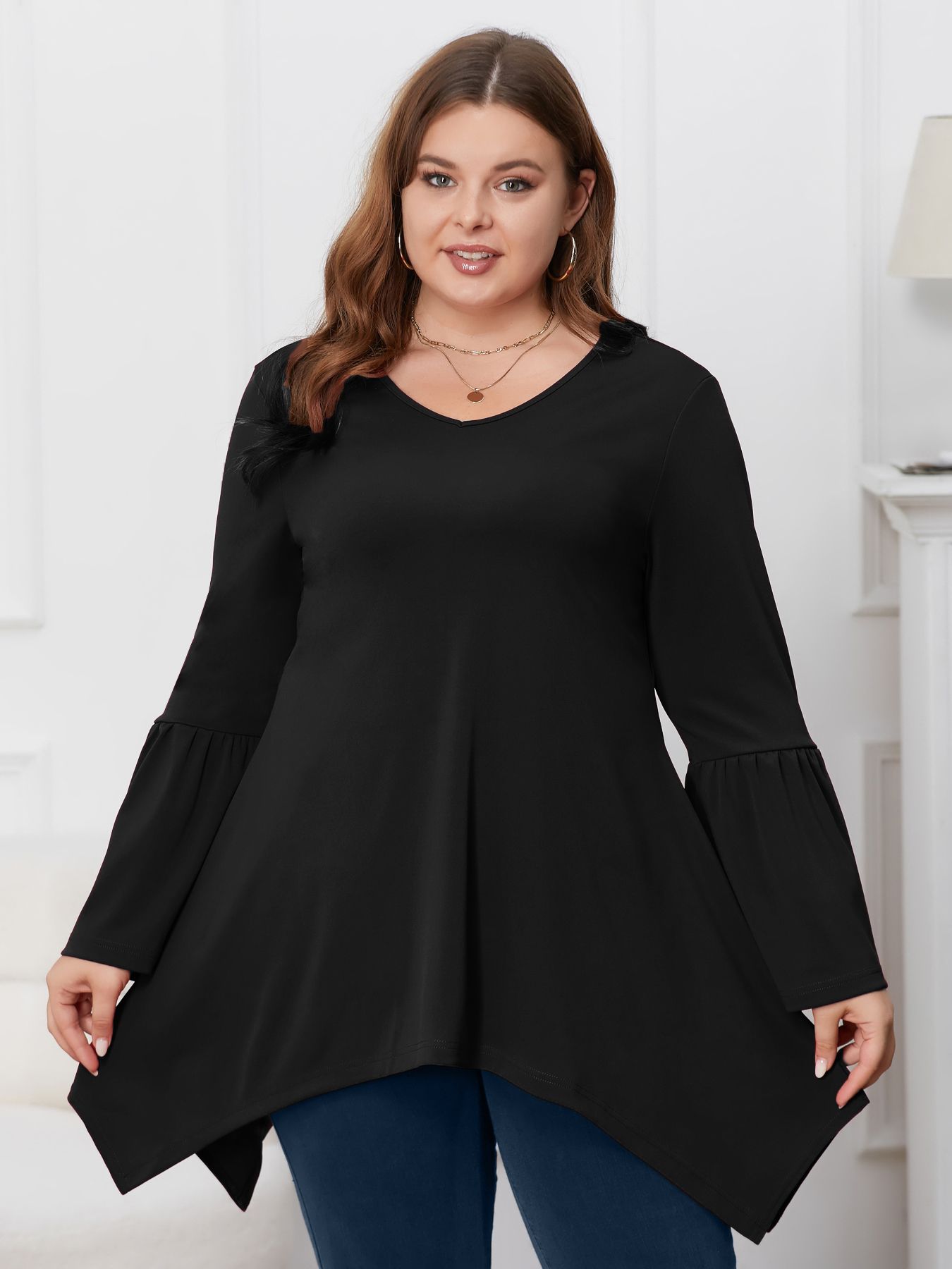 Plus Size Women's A-Line Irregular Top T026