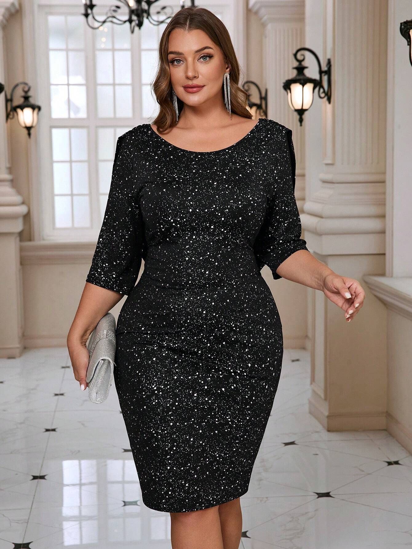 Plus size women's slim and elegant dress T050