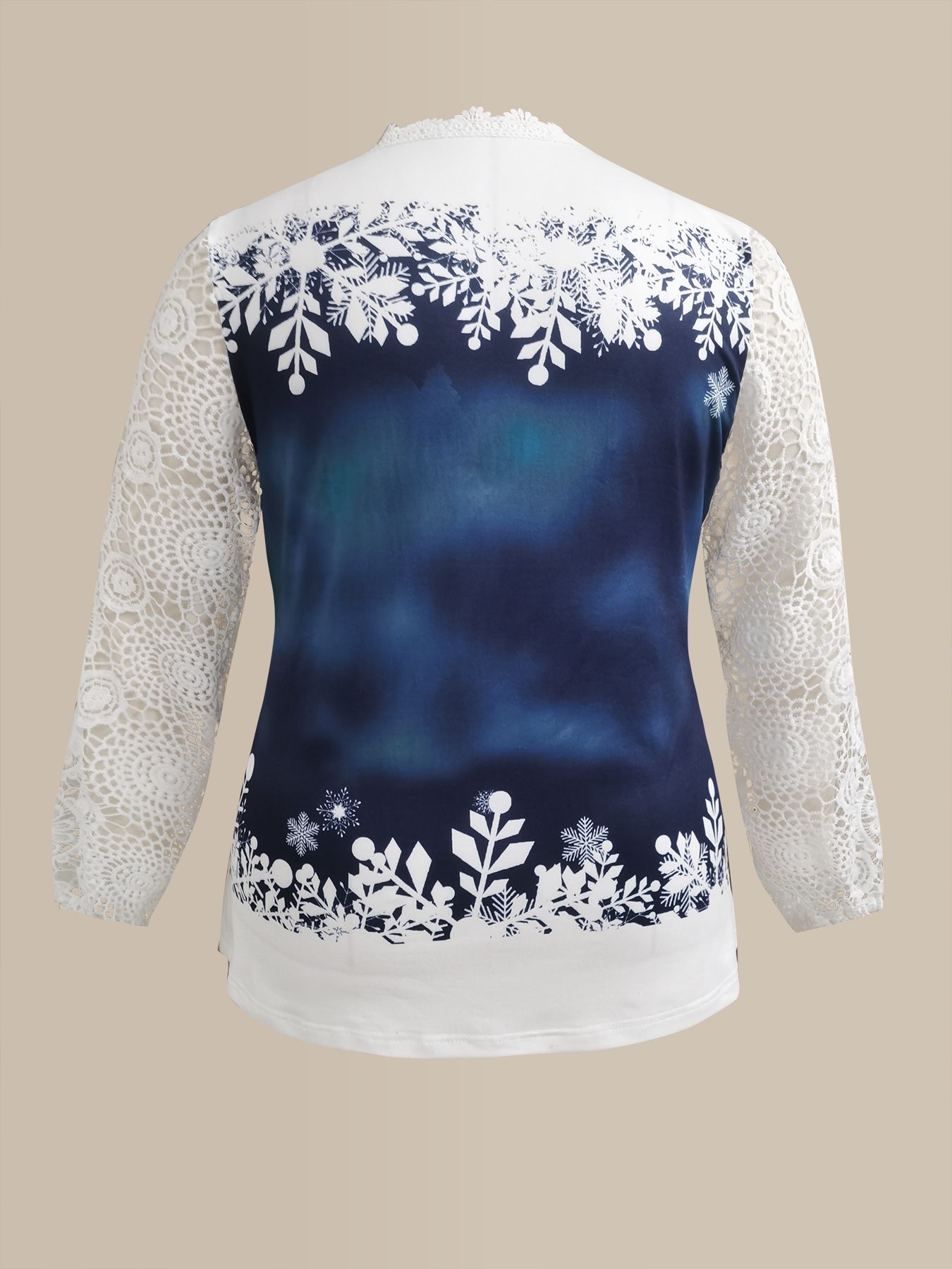 Plus Size Women's clothes Christmas V Lace Top-lady clothes-T001