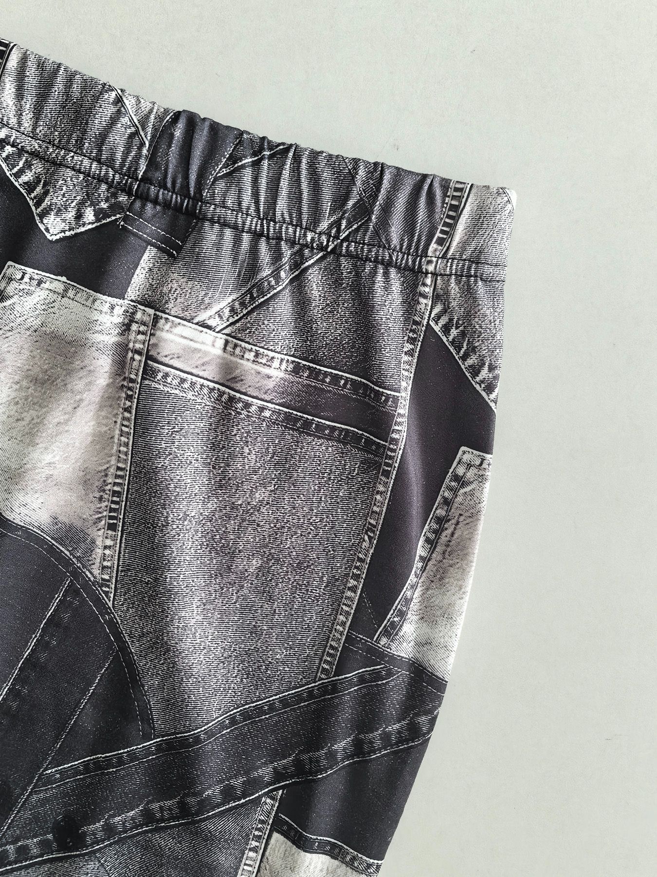 Plus size women's clothes spring and summer imitation denim knitted suit -lady clothes-T102