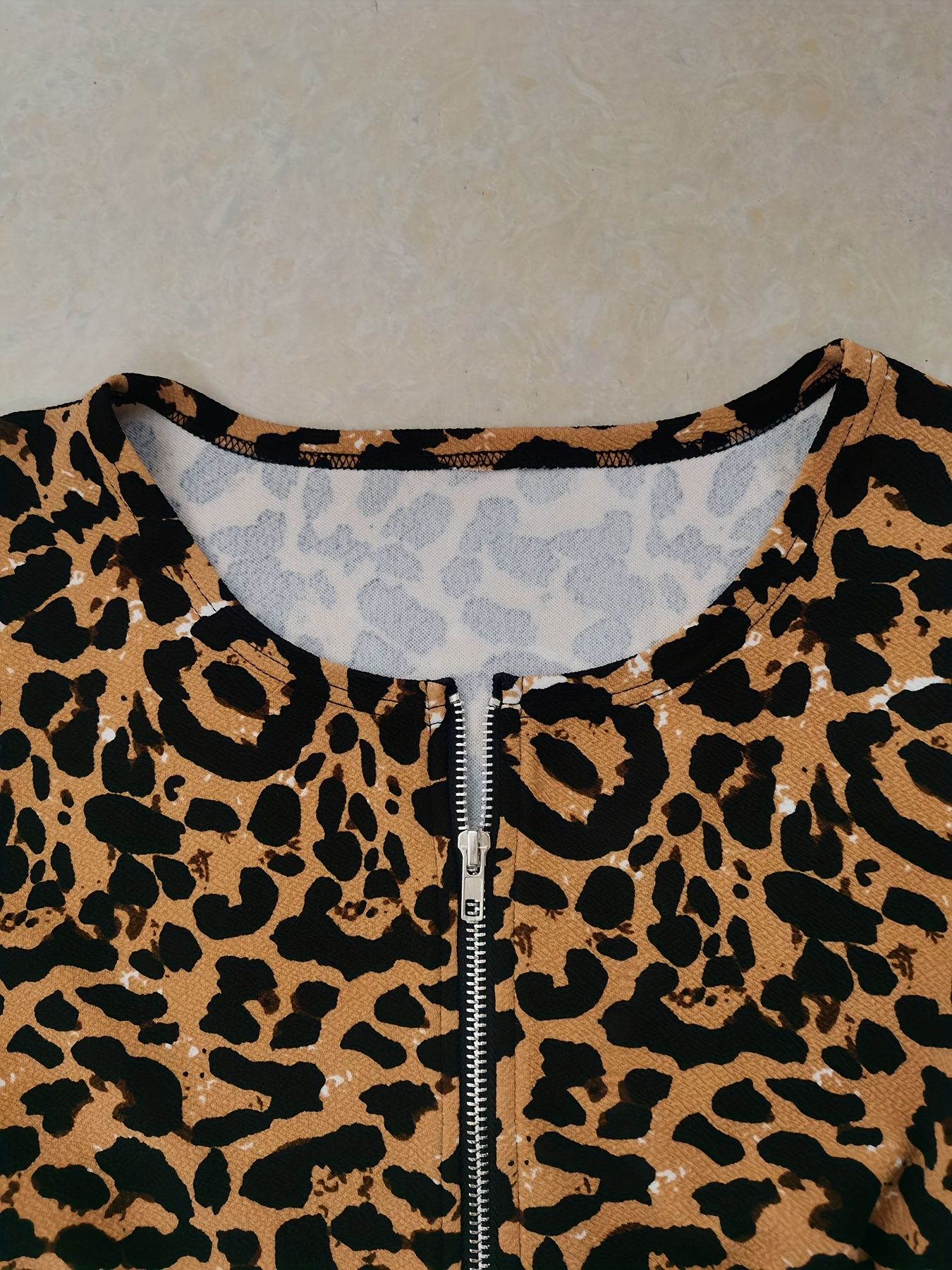 Plus size women's leopard print open top jacket