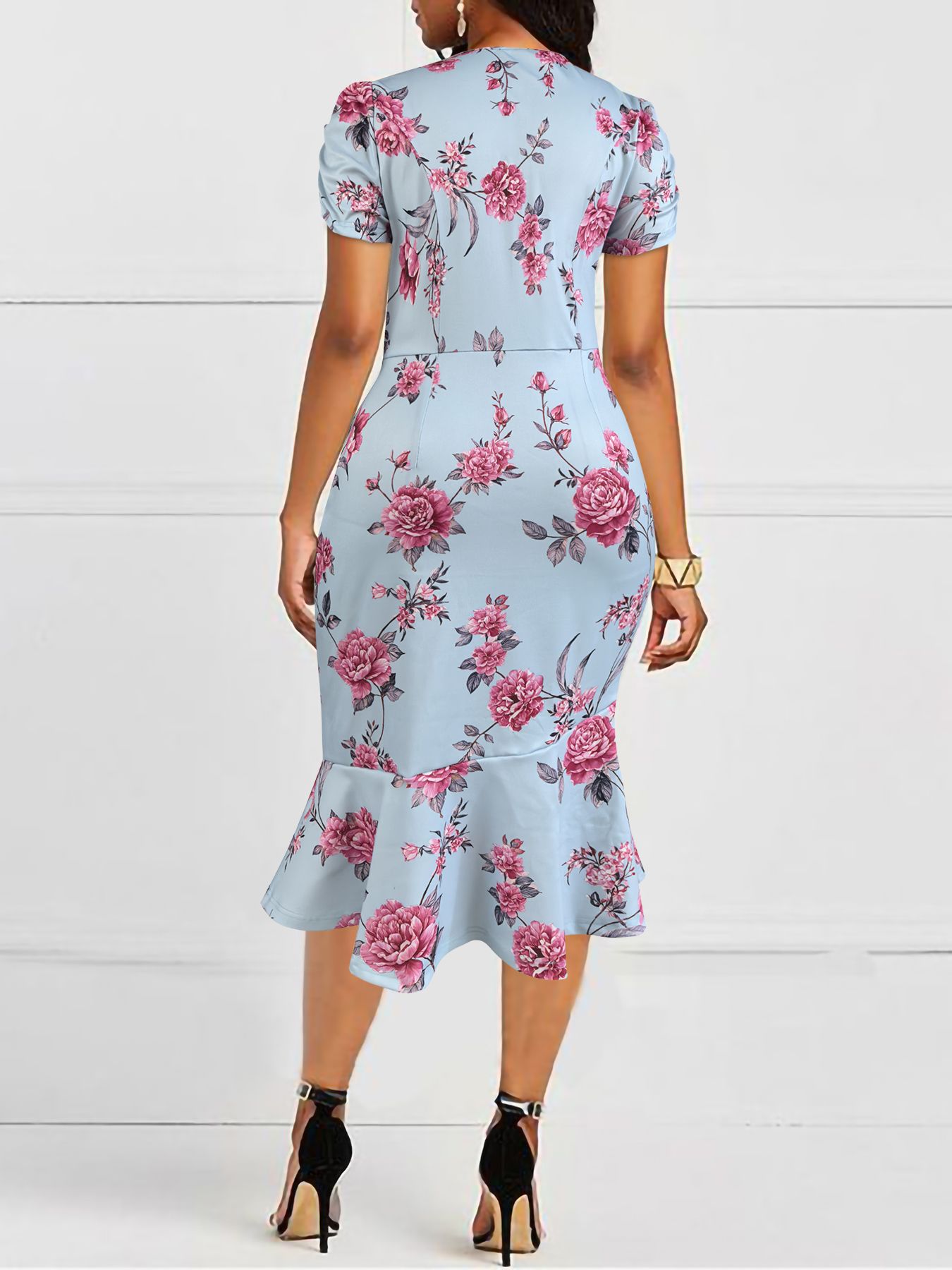 Plus-size women’s summer printed bodycon dress T109
