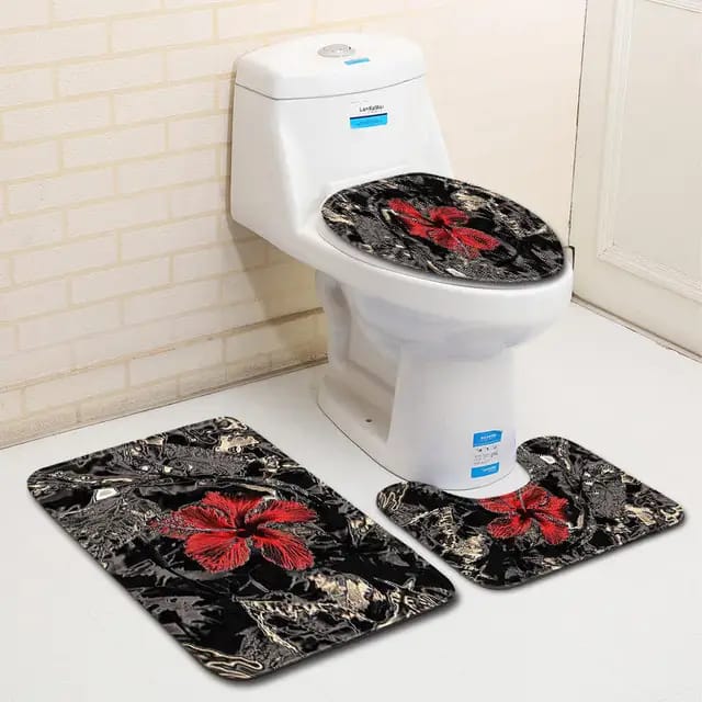 New Arrivals!!Hommy Toilet Mat Set Bathtub Mats Bathroom Mats 3 In 1 Anti-Slip Mats Quality 3 piece bathroom/ washroom Toilet set mats