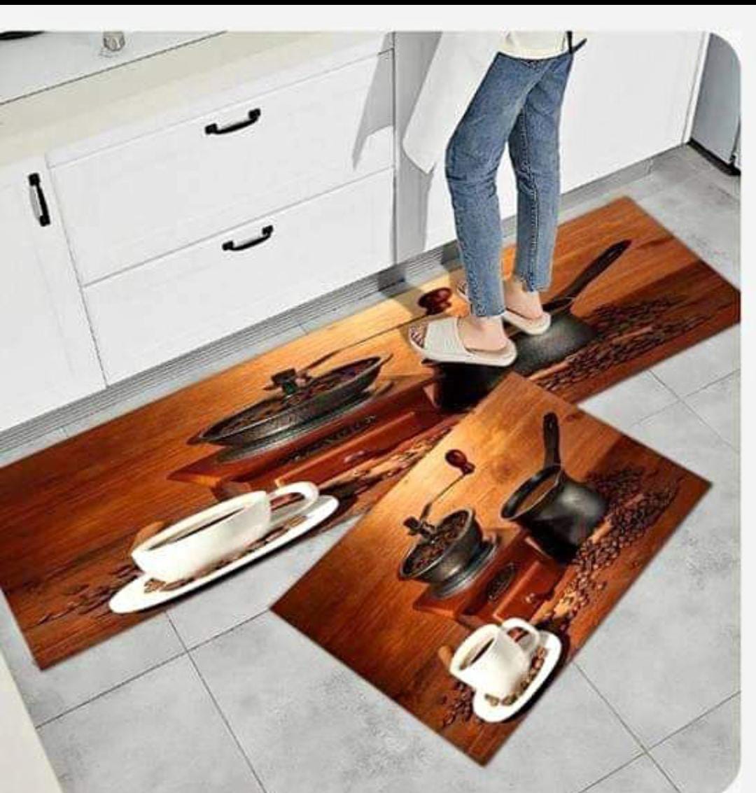 2 Pieces Kitchen Rug Set Non Slip Kitchen Mat Rubber Backing Mat Throw Rug for Kitchen Doormat Runner Rug Set Floor Carpet Household Carpet Home Decor