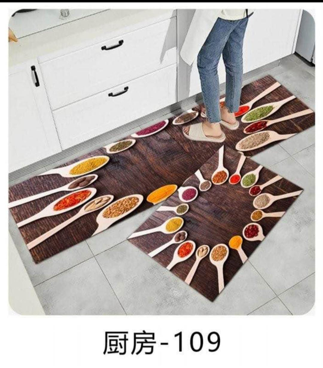 2 Pieces Kitchen Rug Set Non Slip Kitchen Mat Rubber Backing Mat Throw Rug for Kitchen Doormat Runner Rug Set Floor Carpet Household Carpet Home Decor