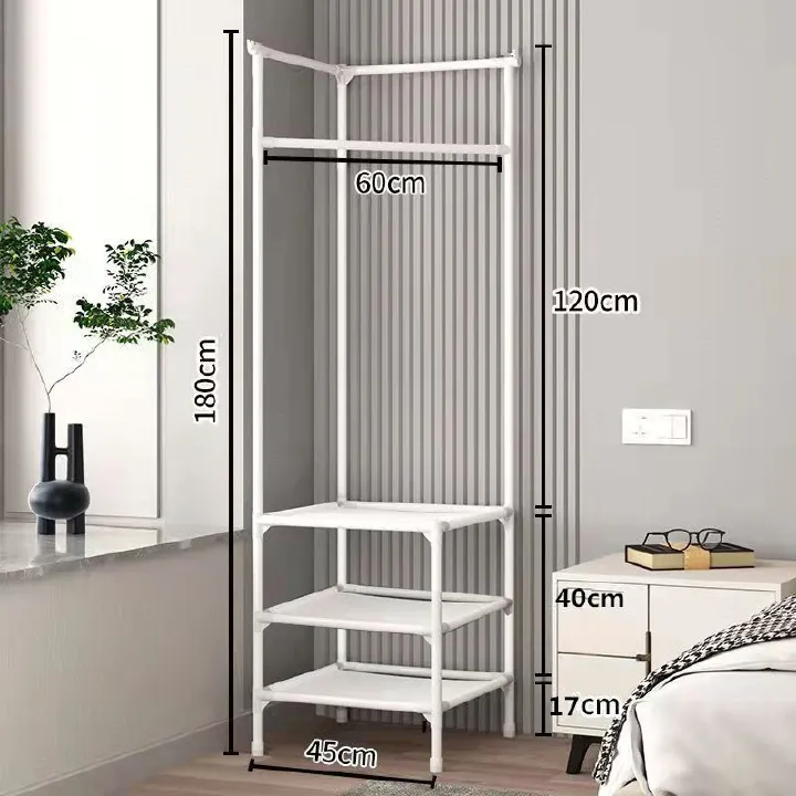 Generic 3 Layer Multifunctional Clothes Hangers Corner Coat Rack Shoe Rack Storage Organization