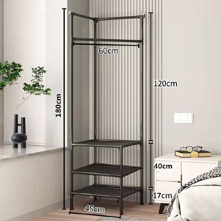 Generic 3 Layer Multifunctional Clothes Hangers Corner Coat Rack Shoe Rack Storage Organization
