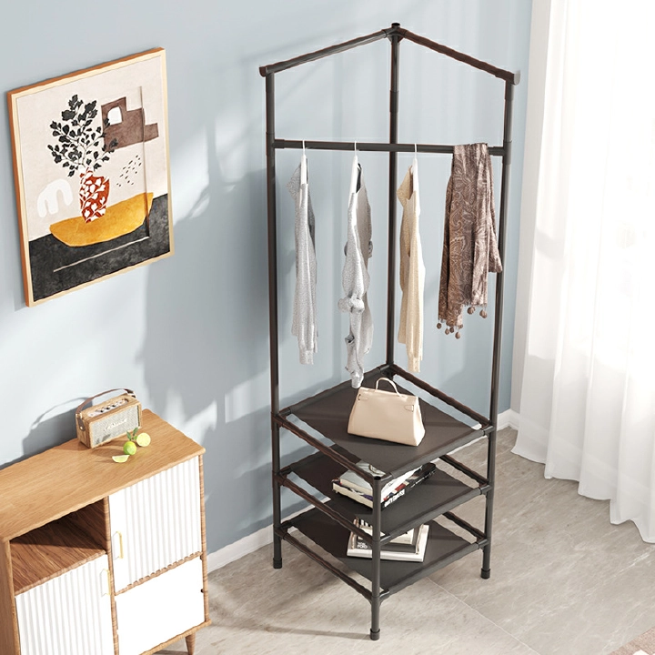 Generic 3 Layer Multifunctional Clothes Hangers Corner Coat Rack Shoe Rack Storage Organization