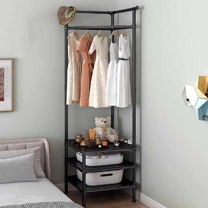 Generic 3 Layer Multifunctional Clothes Hangers Corner Coat Rack Shoe Rack Storage Organization