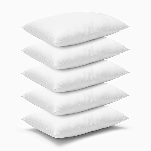 {Clearance sell } Buy 2 Cotton Bed Pillows and Get 3 Throw Pillows with Plain Cushion - White